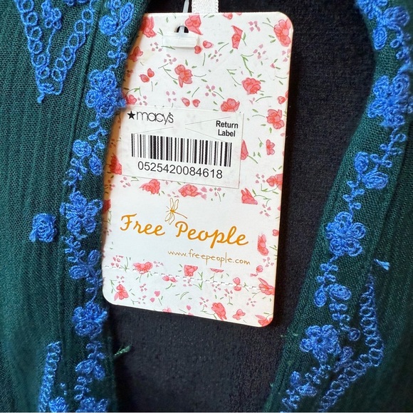 Free People | Diamond Teal and Blue Embroidered Tunic | Sz XS - Picture 7 of 11